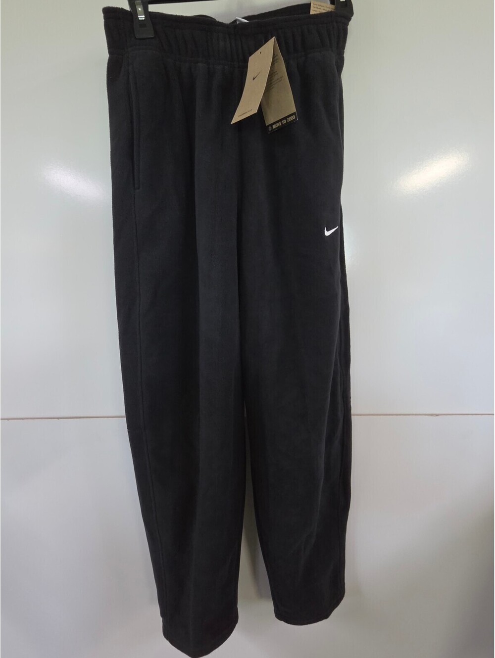 Nike Women's Black Loose Mid Rise Full Length Fleece Pants Size L Therma Fit